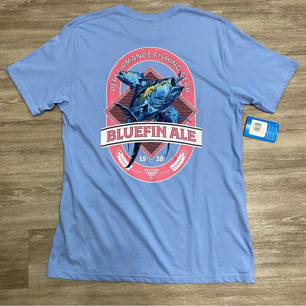 NWT Columbia PFG Men’s Fishing Graphic T-Shirt Blue Bluefin Outdoorsman Sz L
